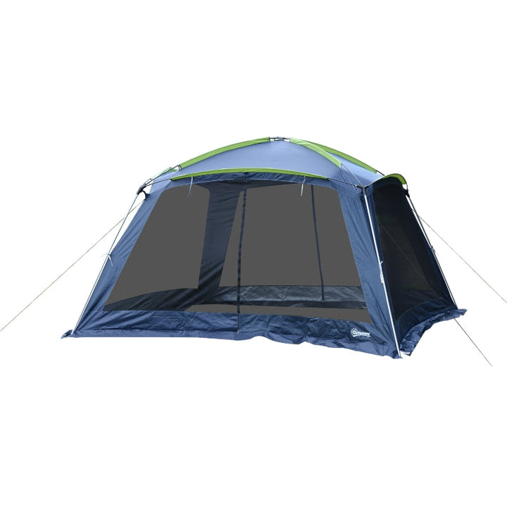 12’ x 12’ x 7’ Outdoor Camping Tent Shade Shelter w/ Mesh Walls for Beach Picnic Park, Blue