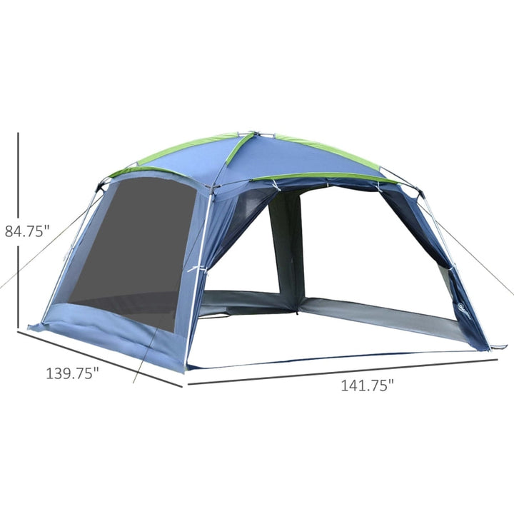 12’ x 12’ x 7’ Outdoor Camping Tent Shade Shelter w/ Mesh Walls for Beach Picnic Park, Blue