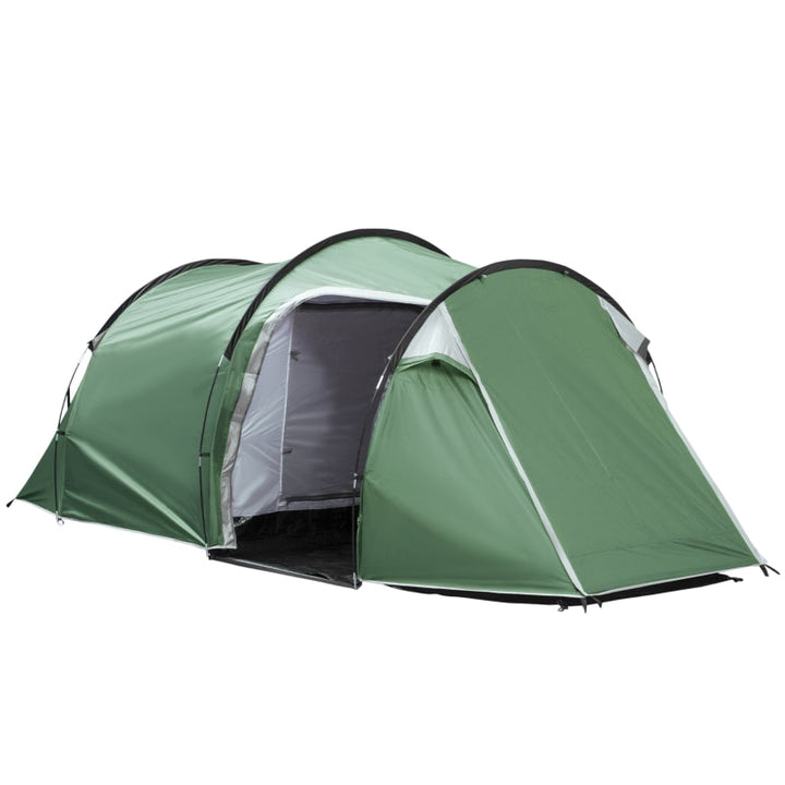 2 Room, 4 Person Outdoor Camping Hiking Dome Sleeping Tent Shelter w/ 2 Doors, Carry Bag, Green