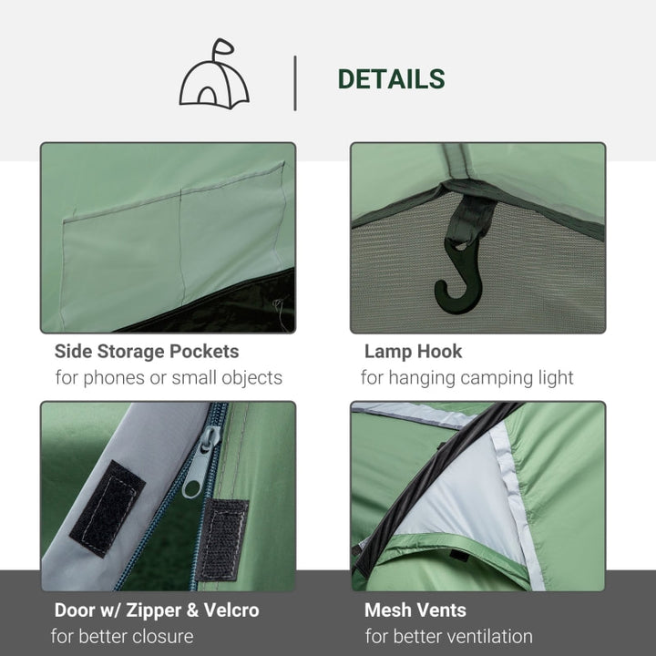 2 Room, 4 Person Outdoor Camping Hiking Dome Sleeping Tent Shelter w/ 2 Doors, Carry Bag, Green