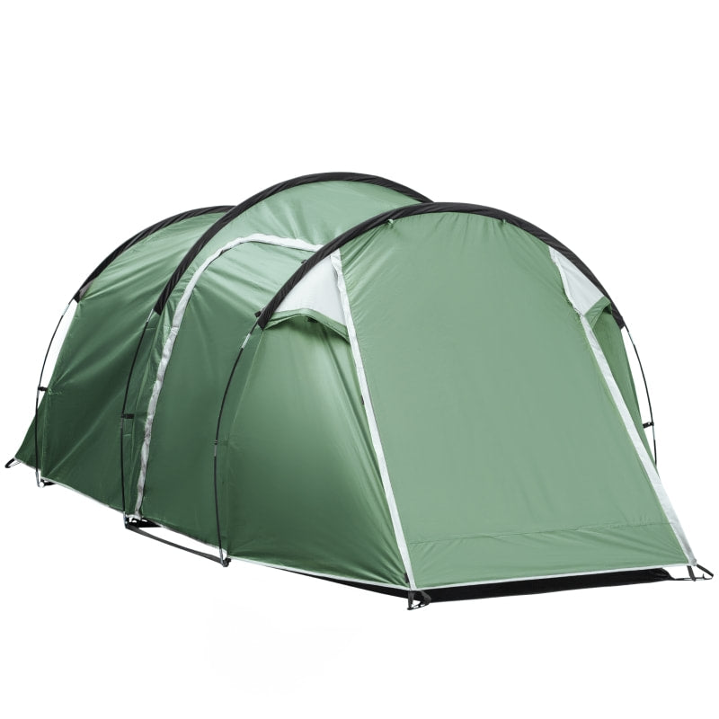 2 Room, 4 Person Outdoor Camping Hiking Dome Sleeping Tent Shelter w/ 2 Doors, Carry Bag, Green