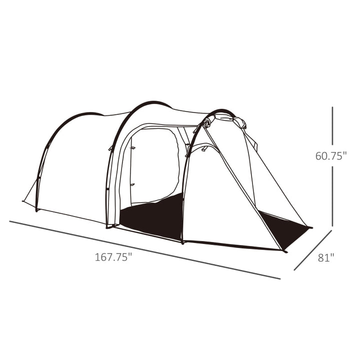 2 Room, 4 Person Outdoor Camping Hiking Dome Sleeping Tent Shelter w/ 2 Doors, Carry Bag, Green