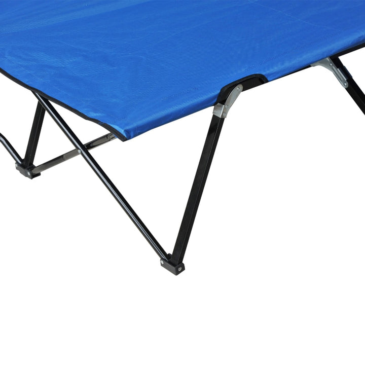 Wide 2-Person Pop-Up Folding Outdoor Camping Cot Portable Sleeping Lounge Bed w Carry Bag, Blue