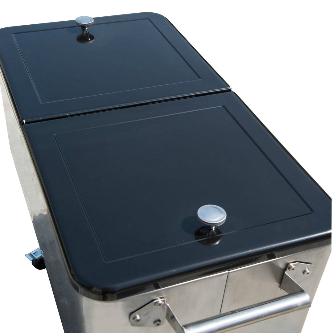 20gal Portable Rolling Drink Cooler Cart Ice Chest w/ Bottle Opener & Storage Rack - Silver