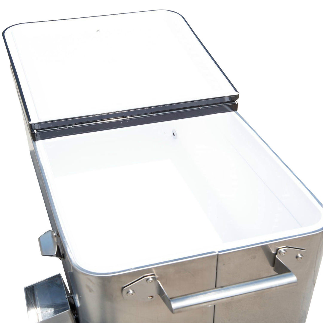 20gal Portable Rolling Drink Cooler Cart Ice Chest w/ Bottle Opener & Storage Rack - Silver