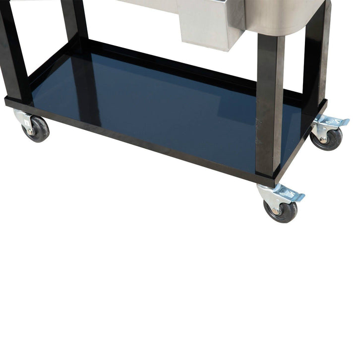 20gal Portable Rolling Drink Cooler Cart Ice Chest w/ Bottle Opener & Storage Rack - Silver