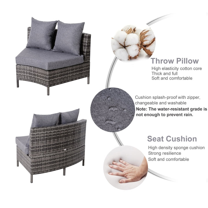 5pc Curved PE Rattan Wicker Sectional Conversation Furniture Set w Cushions Outdoor Patio, Grey