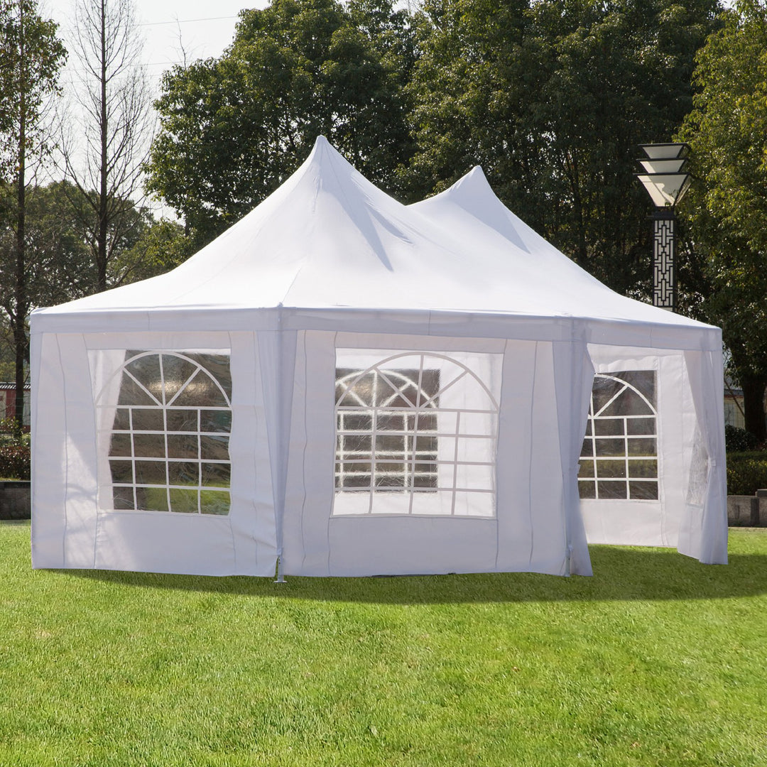 22.3' 16.4' Deluxe Round High-Ceiling Outdoor Wedding Party Event Tent Gazebo Canopy - White