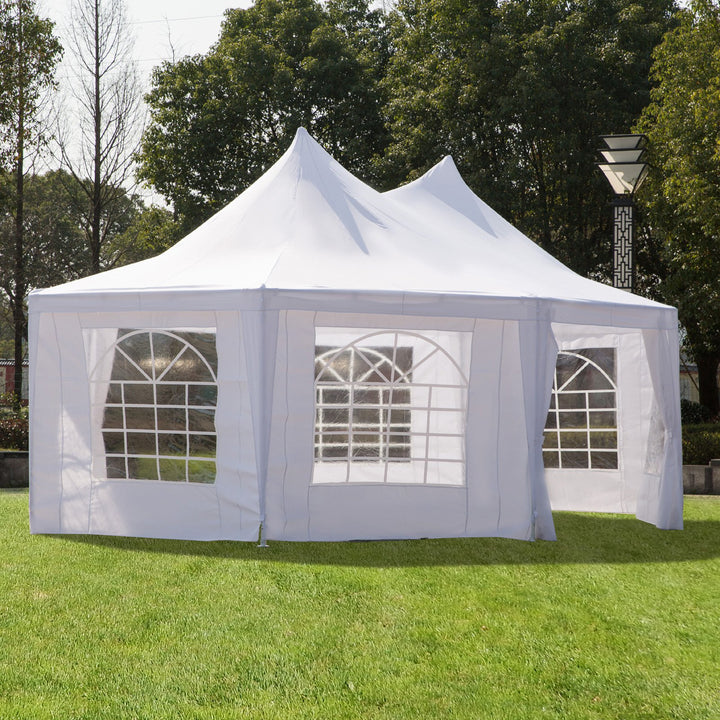 22.3' 16.4' Deluxe Round High-Ceiling Outdoor Wedding Party Event Tent Gazebo Canopy - White