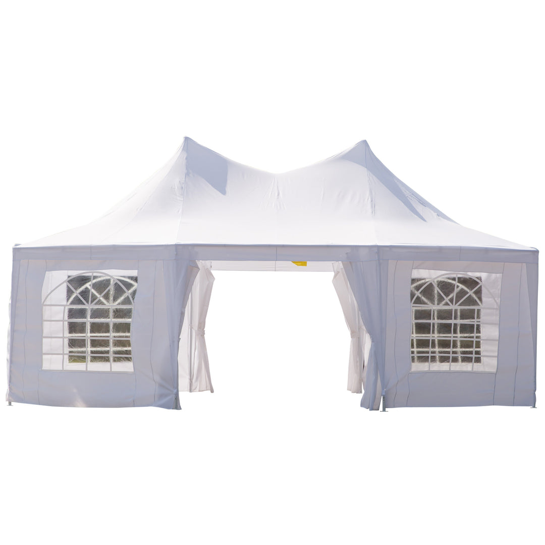 22.3' 16.4' Deluxe Round High-Ceiling Outdoor Wedding Party Event Tent Gazebo Canopy - White