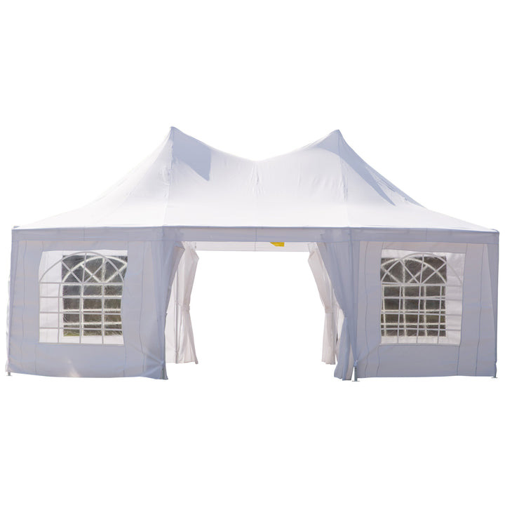 22.3' 16.4' Deluxe Round High-Ceiling Outdoor Wedding Party Event Tent Gazebo Canopy - White