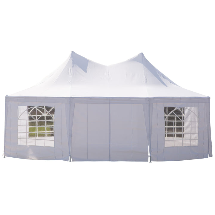 22.3' 16.4' Deluxe Round High-Ceiling Outdoor Wedding Party Event Tent Gazebo Canopy - White