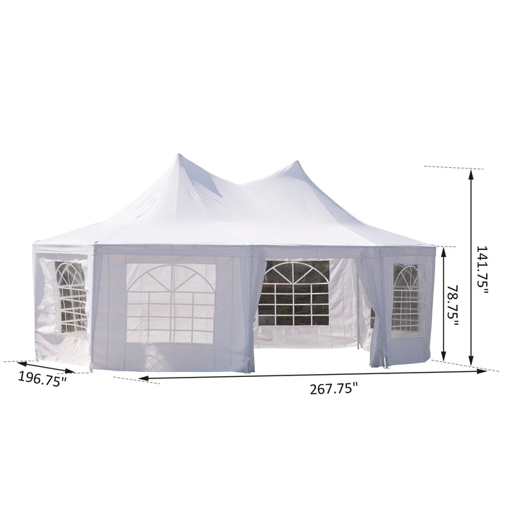 22.3' 16.4' Deluxe Round High-Ceiling Outdoor Wedding Party Event Tent Gazebo Canopy - White