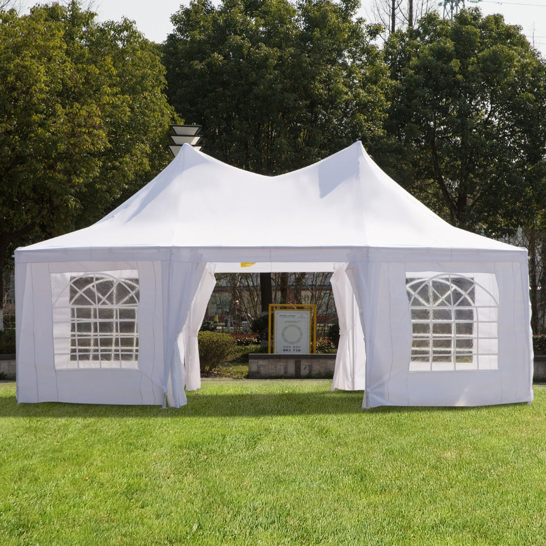 22.3' 16.4' Deluxe Round High-Ceiling Outdoor Wedding Party Event Tent Gazebo Canopy - White