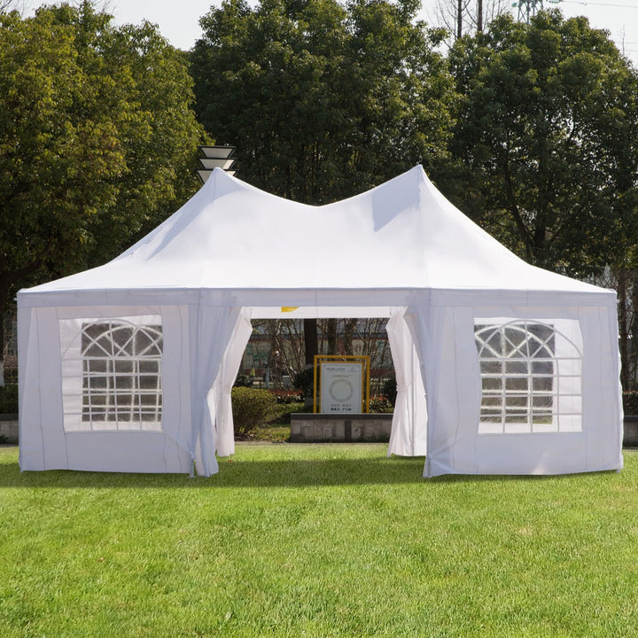 22.3' 16.4' Deluxe Round High-Ceiling Outdoor Wedding Party Event Tent Gazebo Canopy - White