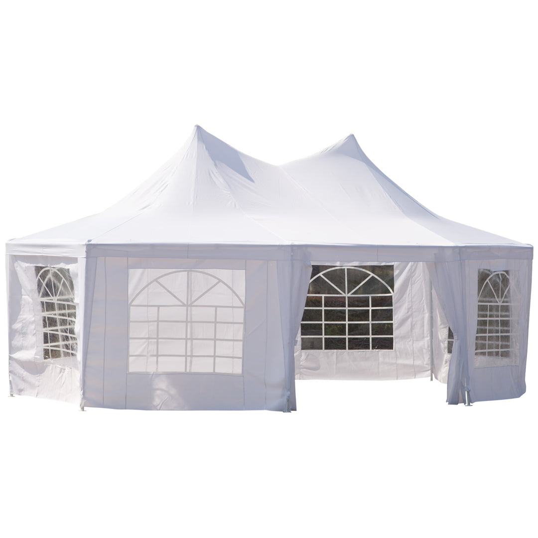 22.3' 16.4' Deluxe Round High-Ceiling Outdoor Wedding Party Event Tent Gazebo Canopy - White