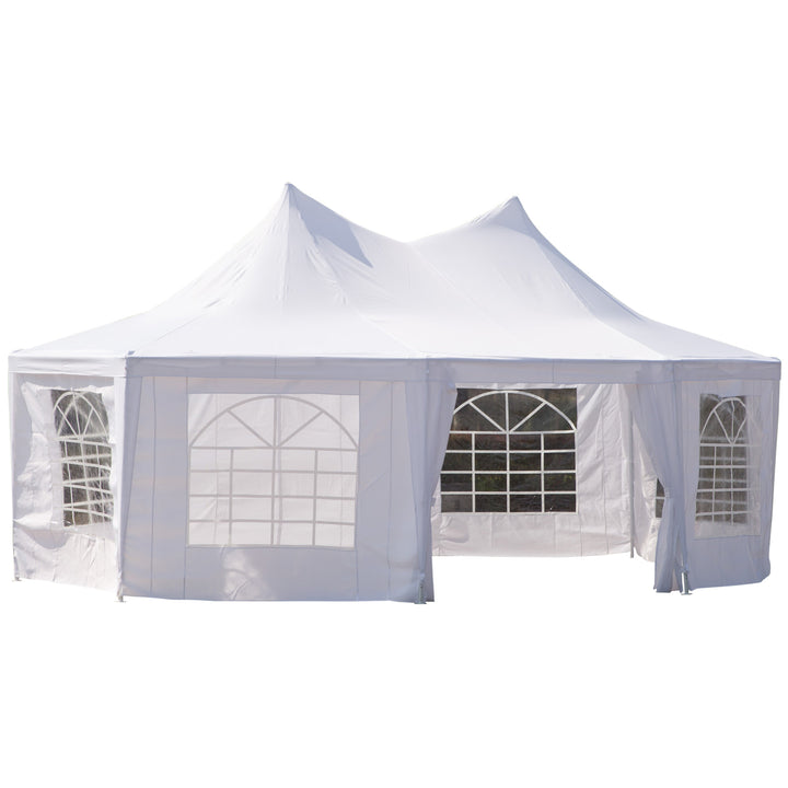 22.3' 16.4' Deluxe Round High-Ceiling Outdoor Wedding Party Event Tent Gazebo Canopy - White