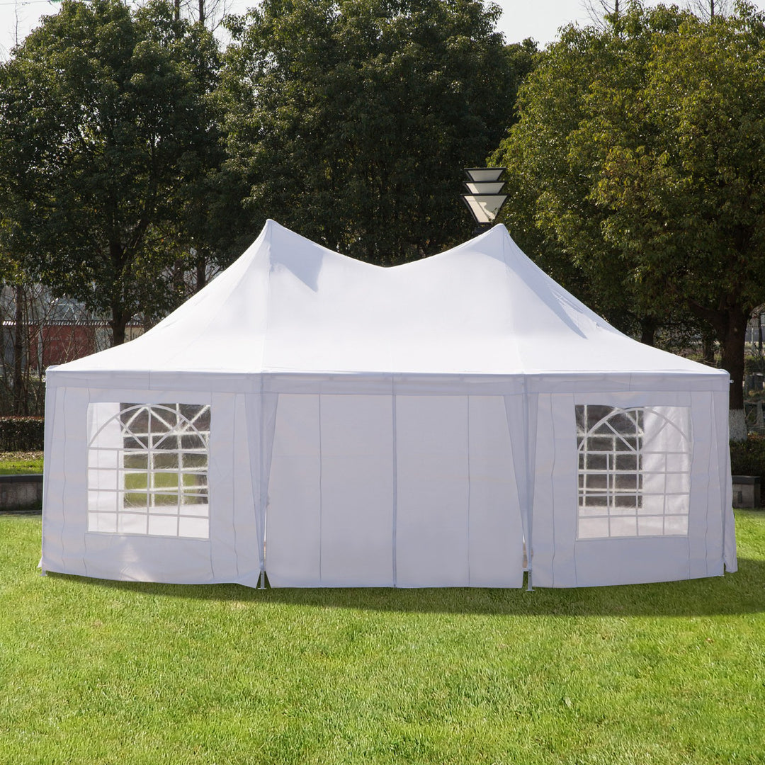 22.3' 16.4' Deluxe Round High-Ceiling Outdoor Wedding Party Event Tent Gazebo Canopy - White