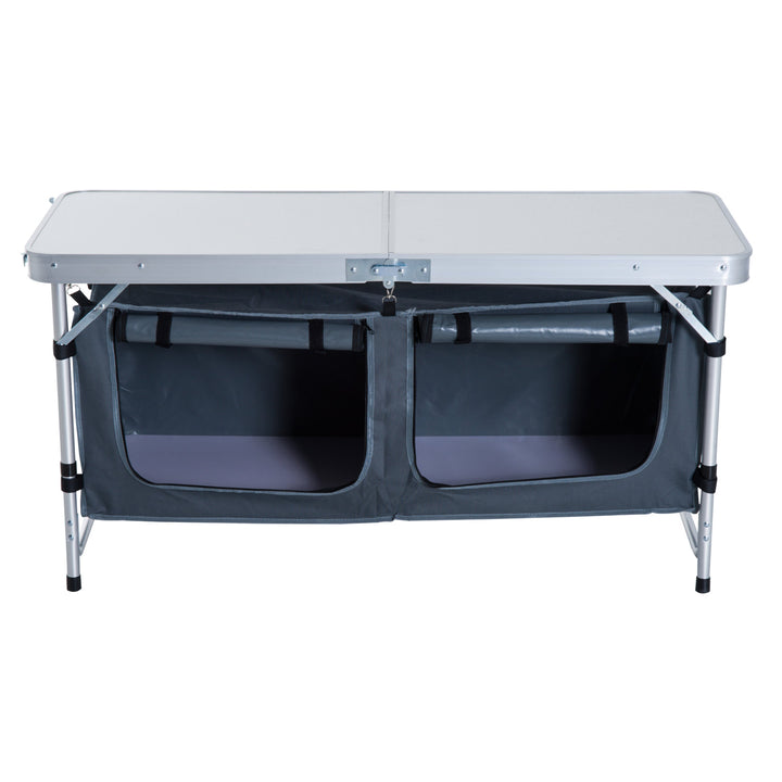 Folding Camping Table w/ Organizer - Silver