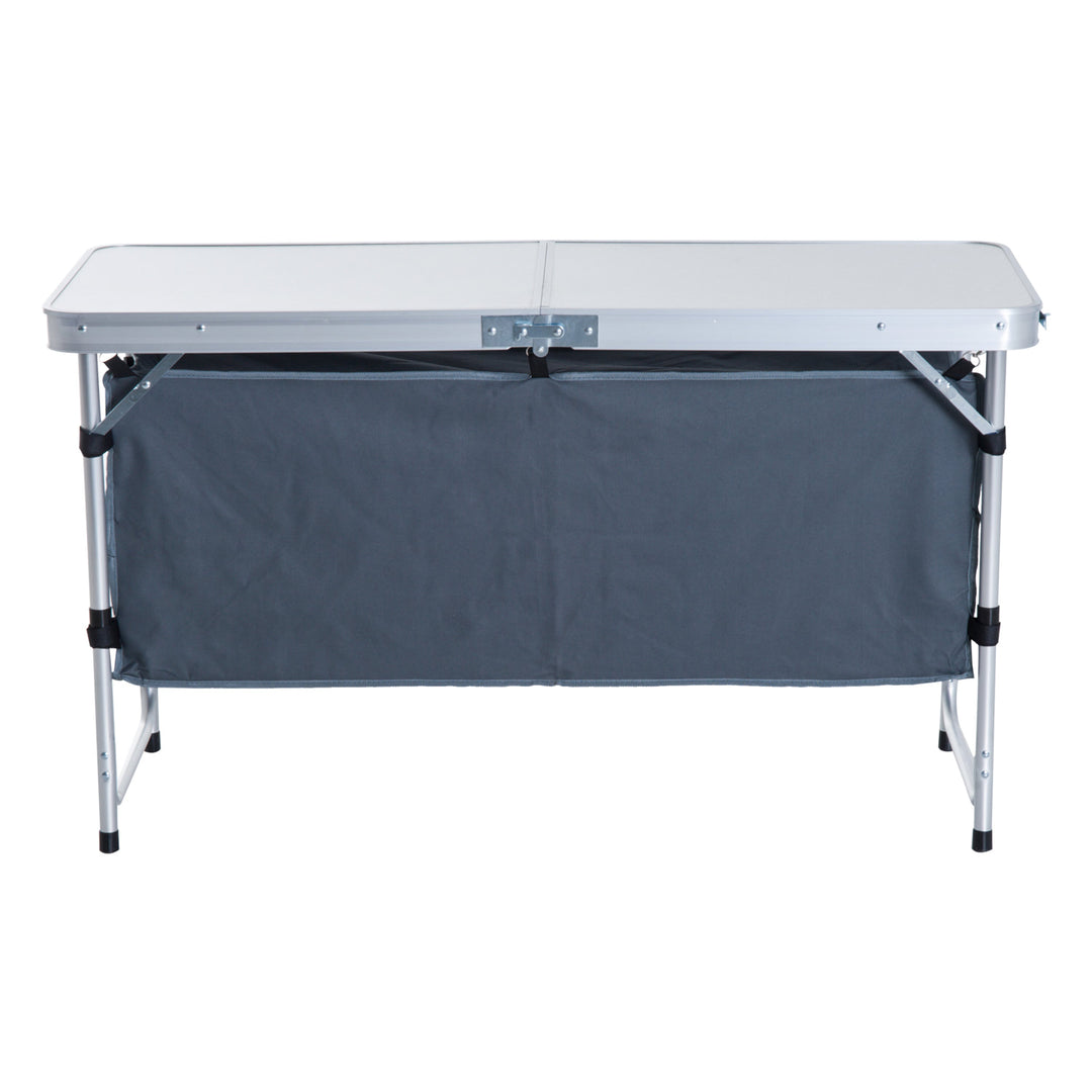 Folding Camping Table w/ Organizer - Silver