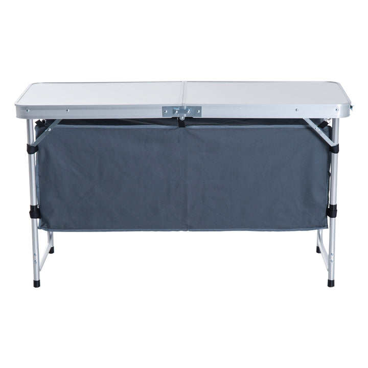 Folding Camping Table w/ Organizer - Silver