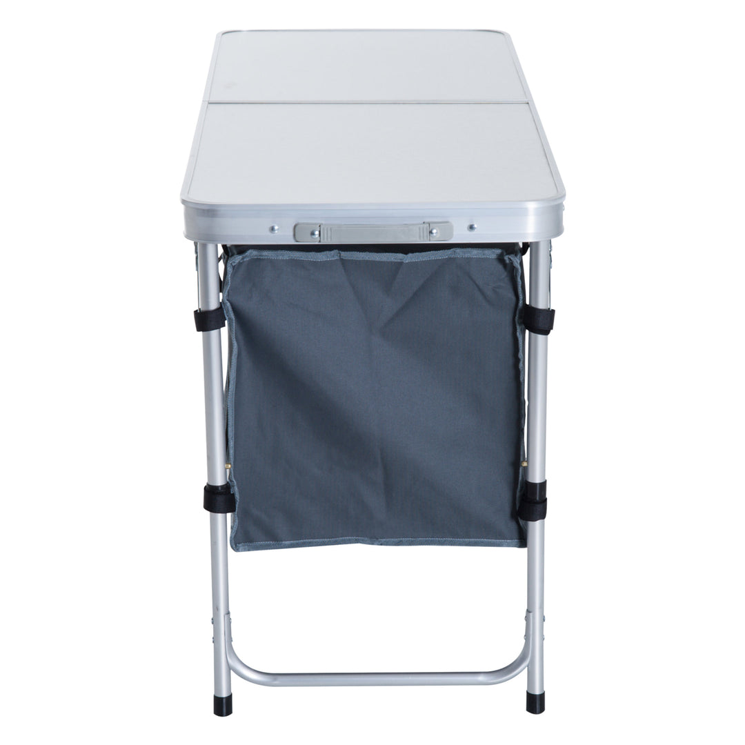 Folding Camping Table w/ Organizer - Silver