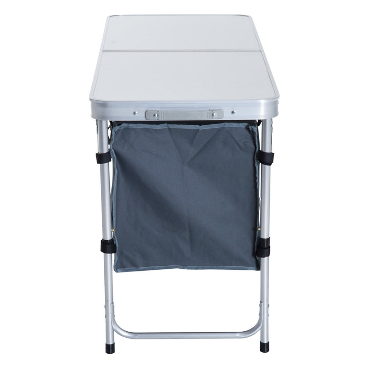 Folding Camping Table w/ Organizer - Silver