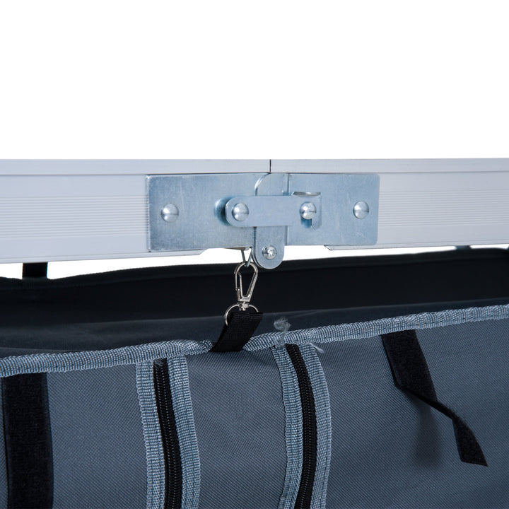 Folding Camping Table w/ Organizer - Silver