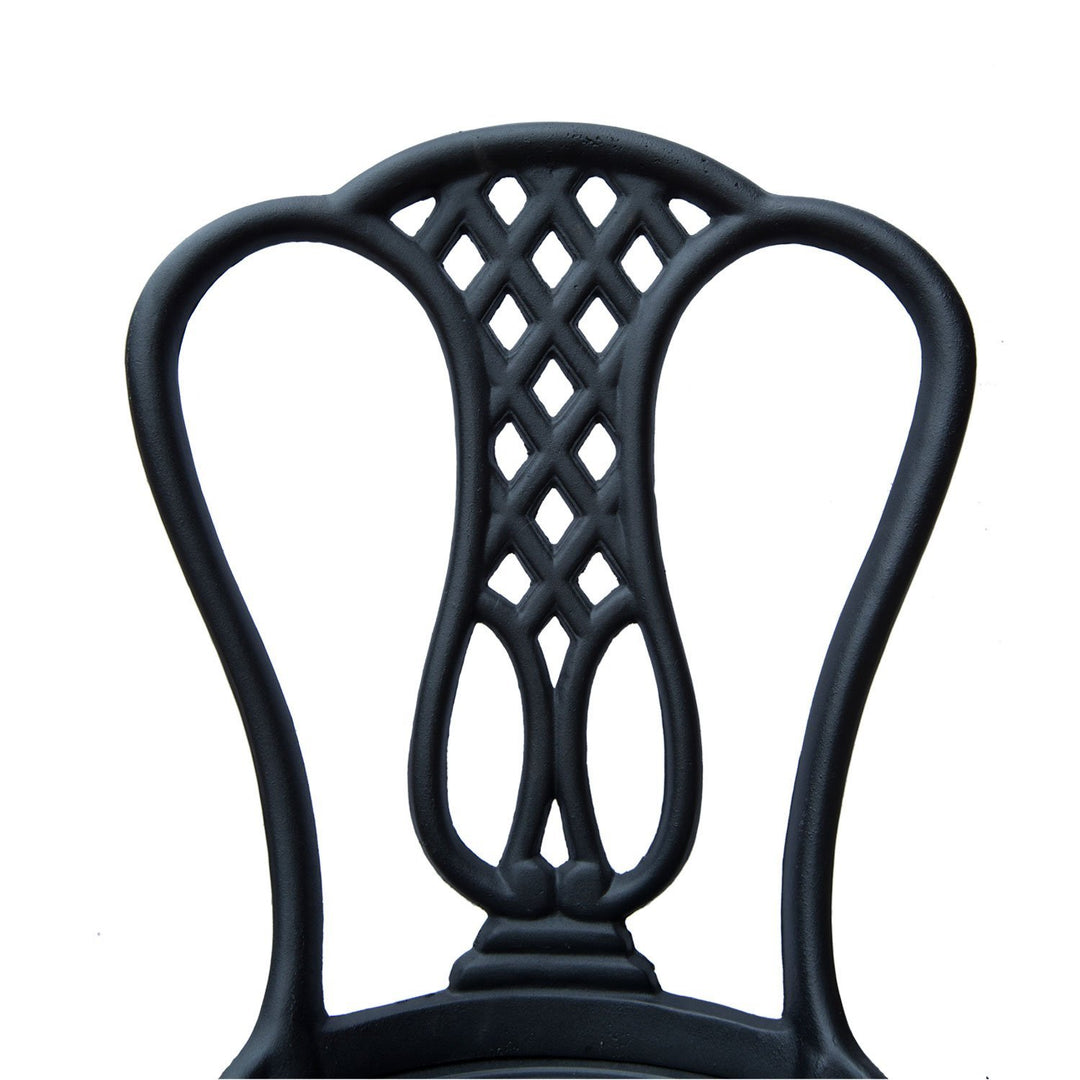 Antique 3pc Outdoor Cast Aluminum Bistro Table & Chair Dining Set for Garden Patio Deck - Black