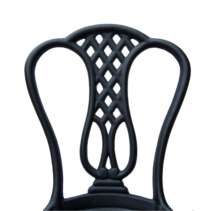 Antique 3pc Outdoor Cast Aluminum Bistro Table & Chair Dining Set for Garden Patio Deck - Black