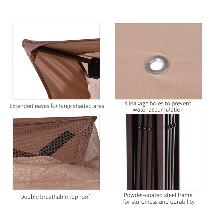 11' x 11' Portable Pop-Up Gazebo Canopy Party Tent Shelter w Mesh Net Walls, Bag, Khaki Brown