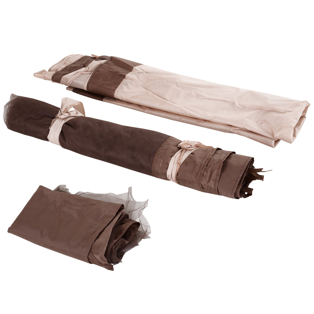 11' x 11' Portable Pop-Up Gazebo Canopy Party Tent Shelter w Mesh Net Walls, Bag, Khaki Brown
