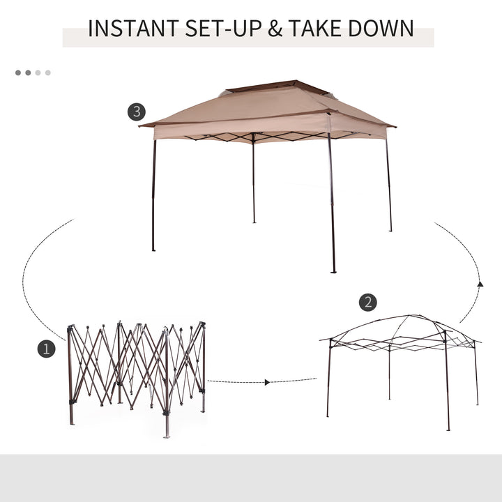 11' x 11' Portable Pop-Up Gazebo Canopy Party Tent Shelter w Mesh Net Walls, Bag, Khaki Brown