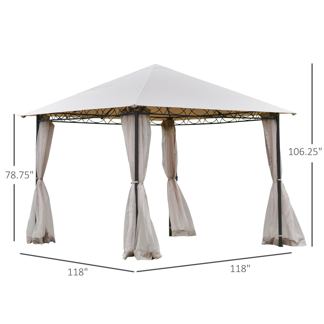 10ft Square Gazebo w/ Bug Net - Beige