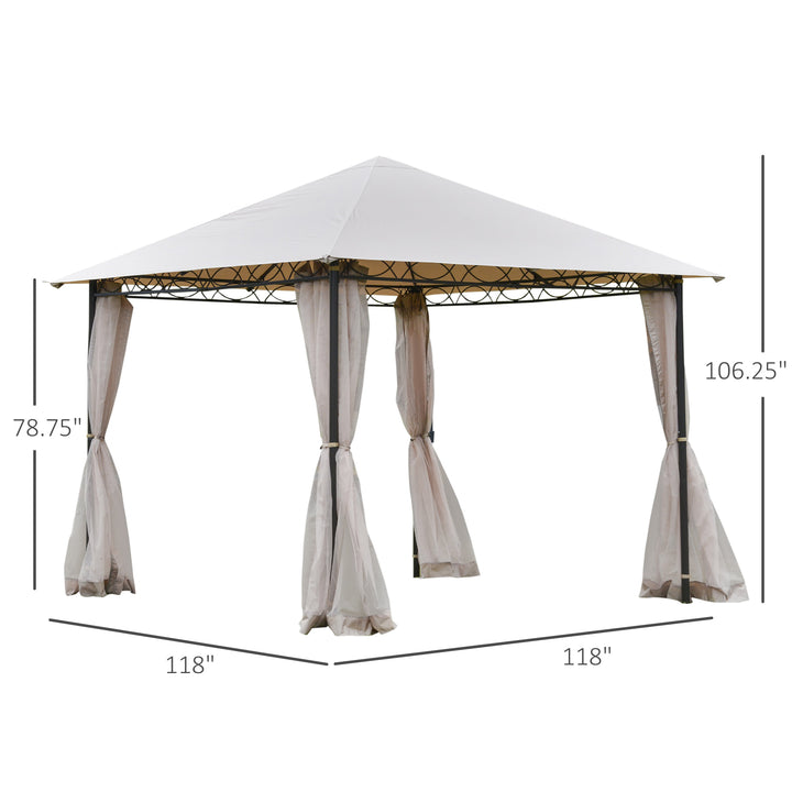 10ft Square Gazebo w/ Bug Net - Beige