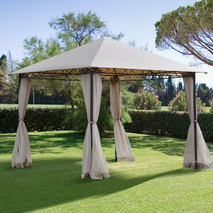 10ft Square Gazebo w/ Bug Net - Beige