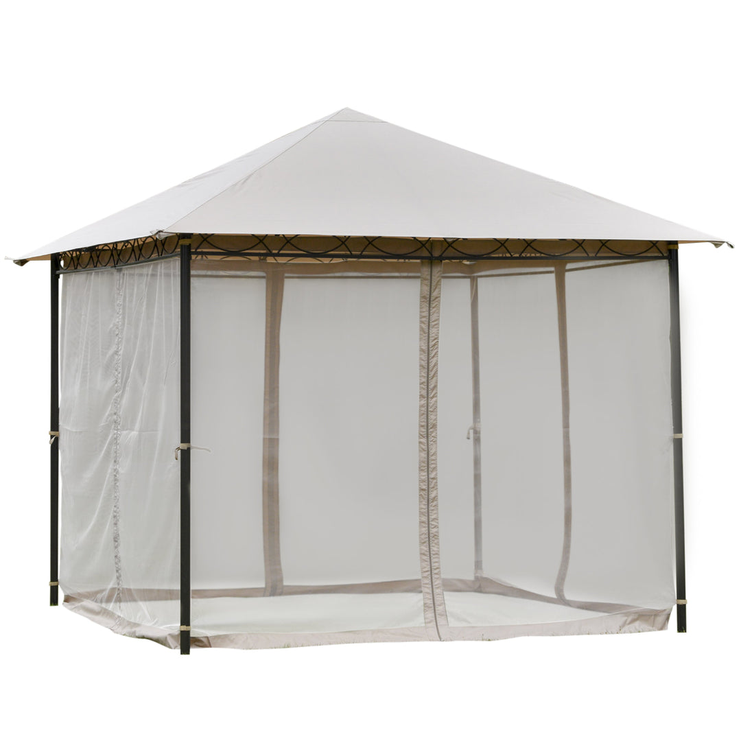 10ft Square Gazebo w/ Bug Net - Beige