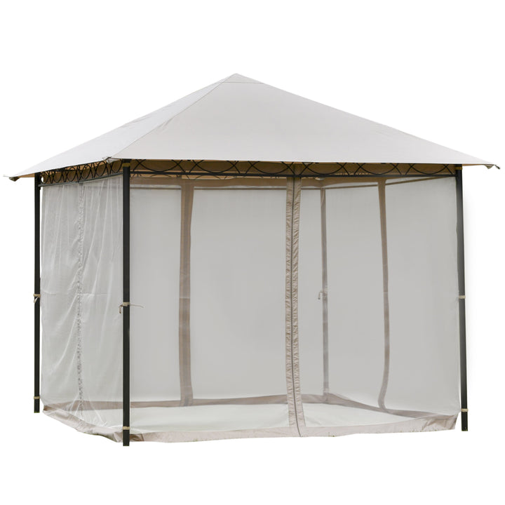 10ft Square Gazebo w/ Bug Net - Beige