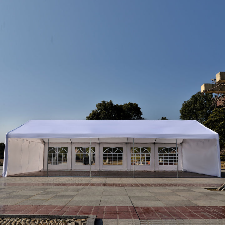 32' x 20' Deluxe Heavy Duty Outdoor Party Wedding Event Tent Gazebo Canopy Carport - White