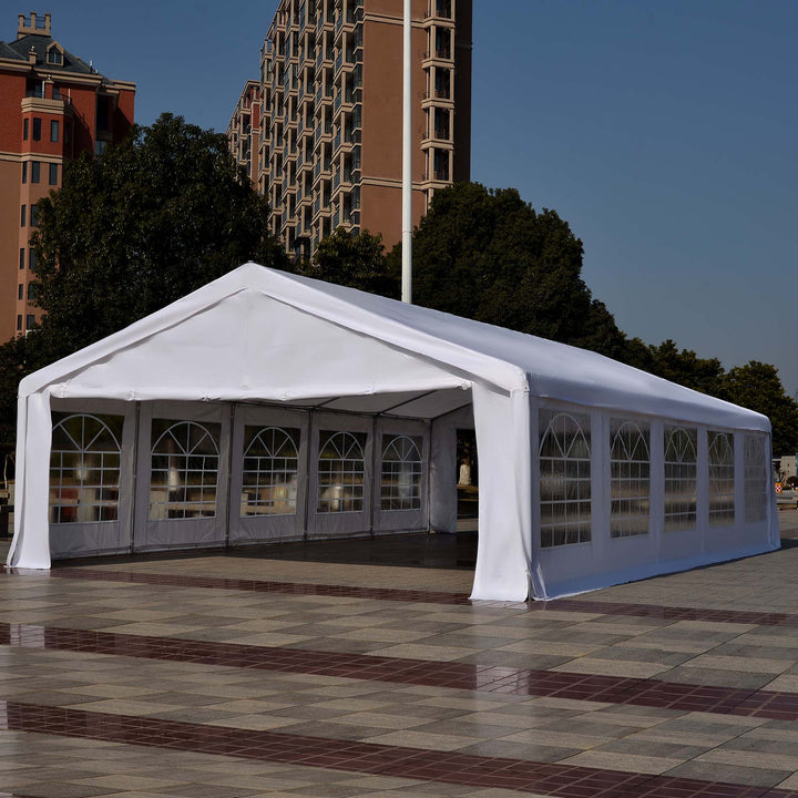 32' x 20' Deluxe Heavy Duty Outdoor Party Wedding Event Tent Gazebo Canopy Carport - White