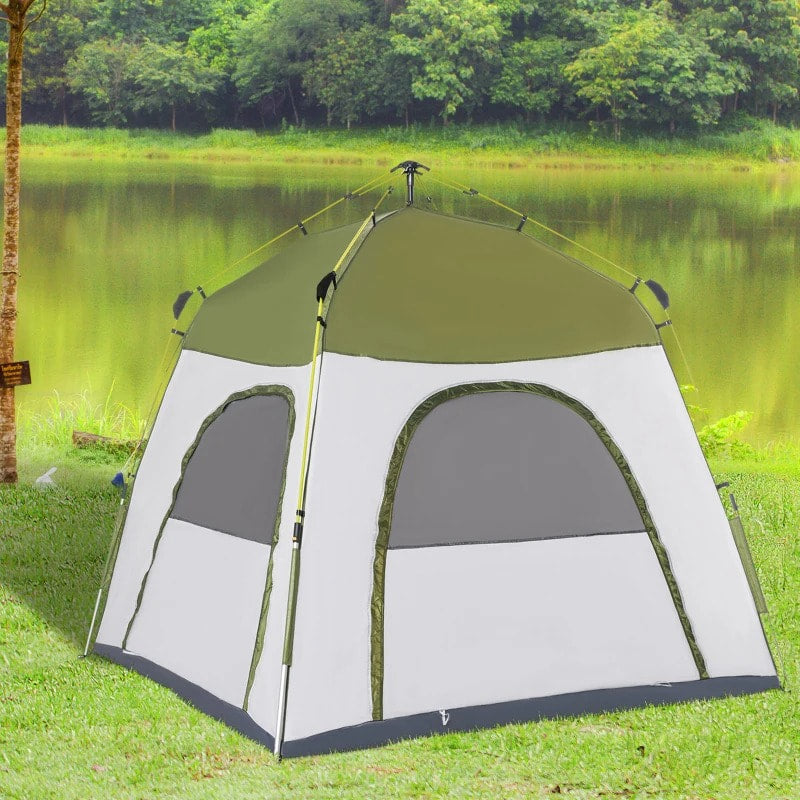 Waterproof Easy-Up Camping Tent - Green