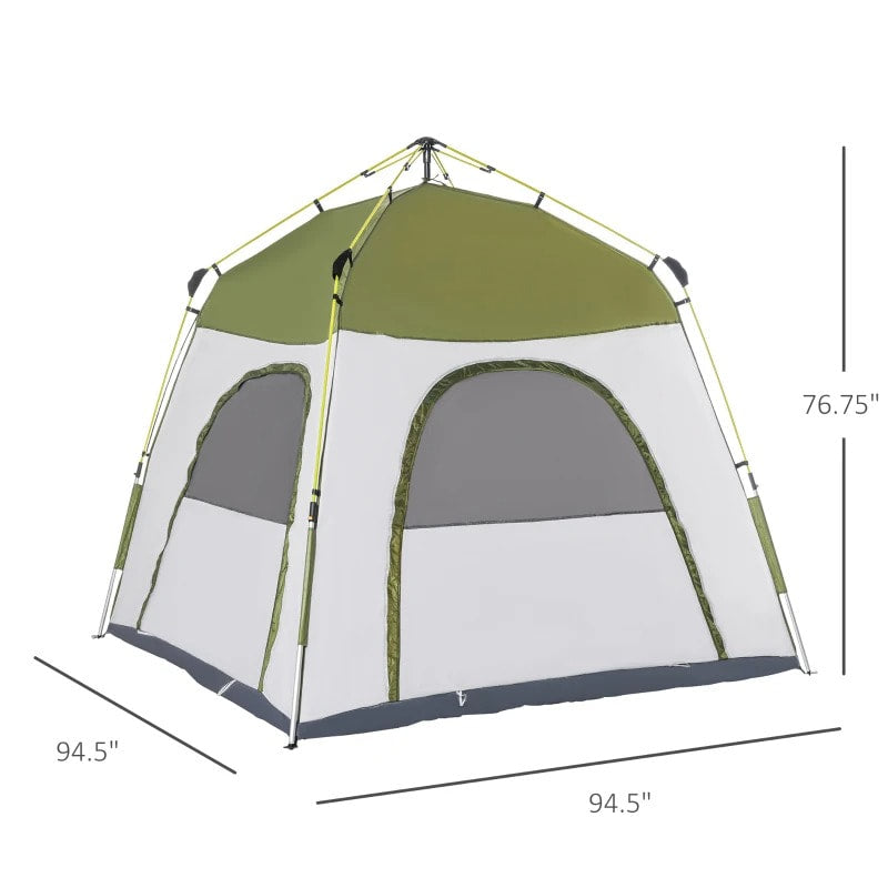 Waterproof Easy-Up Camping Tent - Green