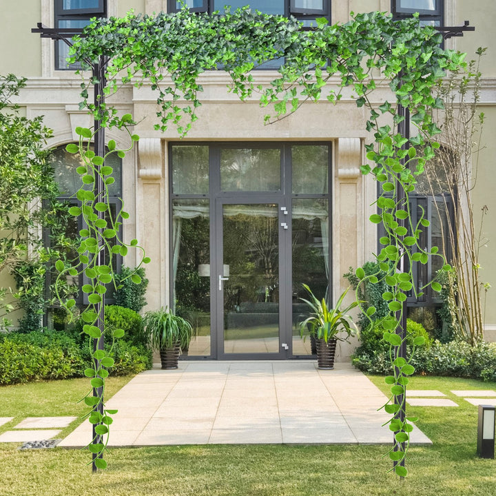 7ft Decorative Metal Garden Arbor Pergola Trellis, Outdoor Climbing Plant Vine Wedding, Black
