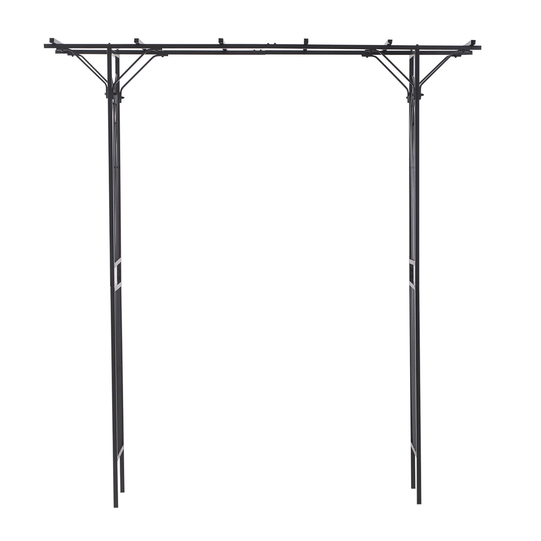 7ft Decorative Metal Garden Arbor Pergola Trellis, Outdoor Climbing Plant Vine Wedding, Black