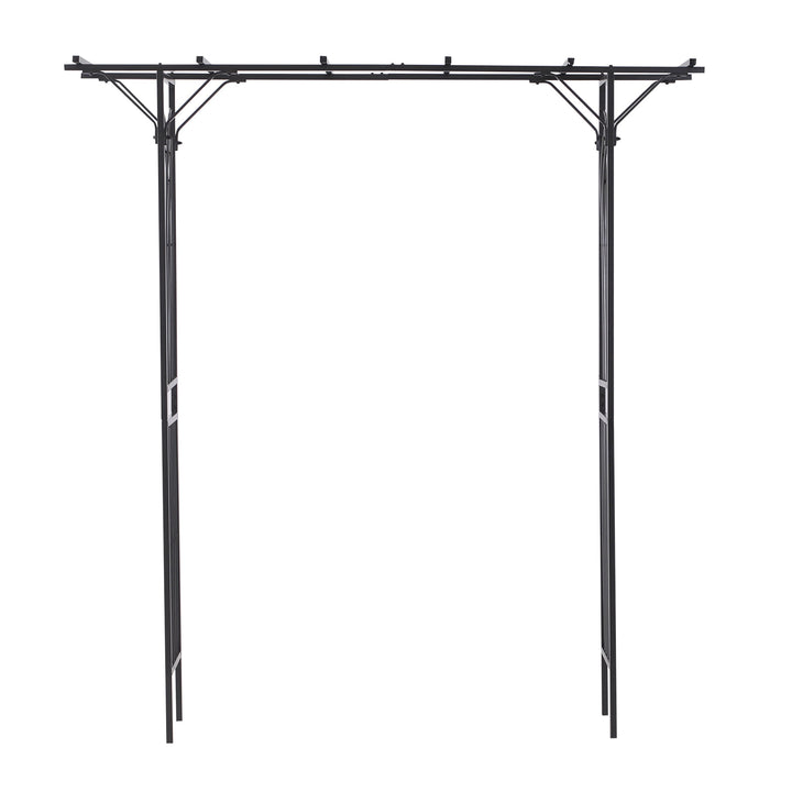 7ft Decorative Metal Garden Arbor Pergola Trellis, Outdoor Climbing Plant Vine Wedding, Black