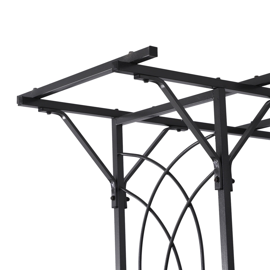 7ft Decorative Metal Garden Arbor Pergola Trellis, Outdoor Climbing Plant Vine Wedding, Black