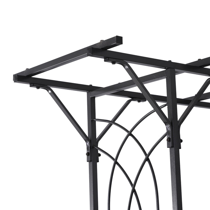 7ft Decorative Metal Garden Arbor Pergola Trellis, Outdoor Climbing Plant Vine Wedding, Black