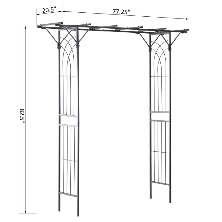 7ft Decorative Metal Garden Arbor Pergola Trellis, Outdoor Climbing Plant Vine Wedding, Black