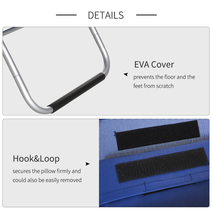 Ergonomic Aluminum Sun Reclining Lounger Chair w Headrest, Outdoor Patio Deck Garden, Blue