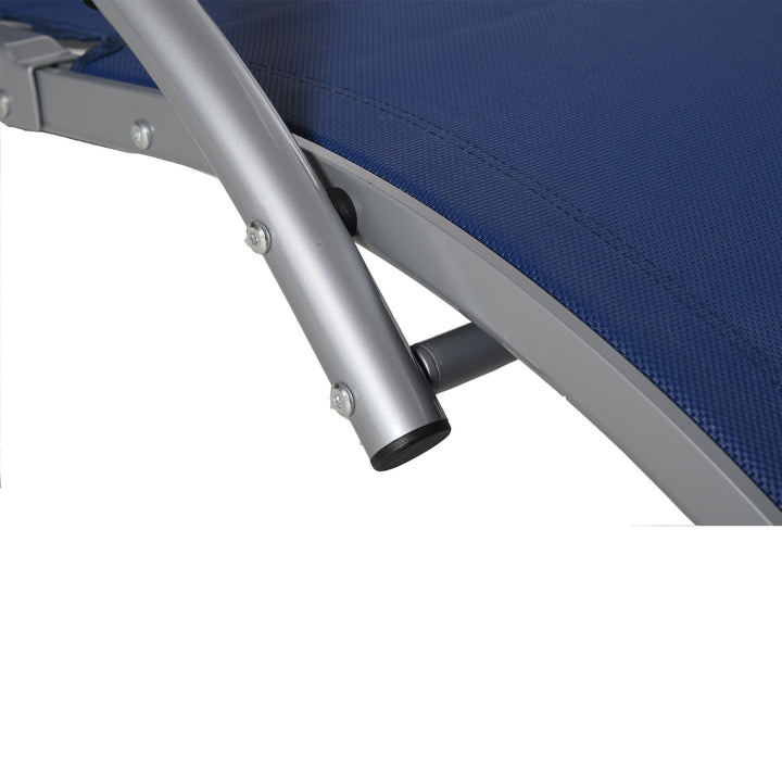 Ergonomic Aluminum Sun Reclining Lounger Chair w Headrest, Outdoor Patio Deck Garden, Blue